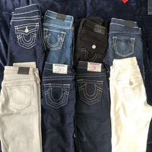 8 pairs of True religion jeans size25